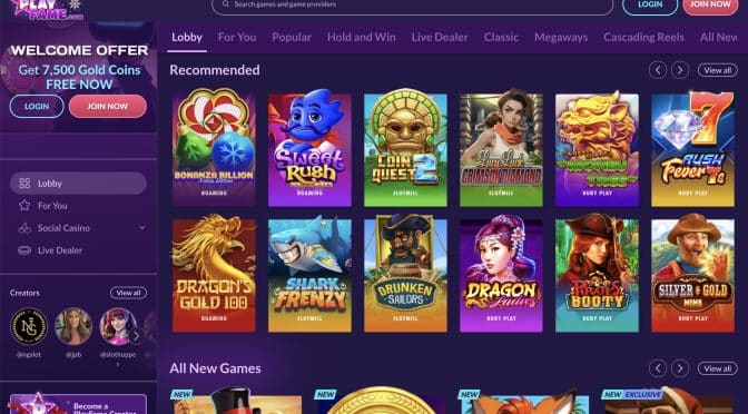PlayFame Casino Lobby Scaled